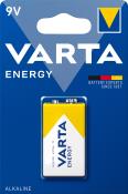 9V Batterie der Marke Varta. Verpackung in Blau und Gelb mit dem Schriftzug 'Varta Energy'.