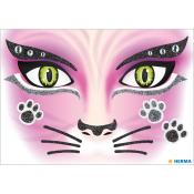 HERMA Face Art Sticker Pink Cat 1 Blatt bunt