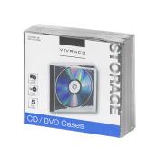 Vivanco CD/DVD Hüllen - Jewel, einfach, 5er Pack, schwarz 