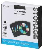 Vivanco CD/DVD-Umschläge aus Papier, 50 Stück, schwarz 