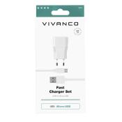 VIVANCO Fast Charger Set, USB auf Micro-USB weiß 