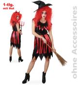 Erwachsenenkostüm Walpurga Kleid mit Hut Gr 42 schwarz/rot