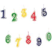 Amscan Zahlenkerzenset 0-9, grün, blau, gelb und rot 
