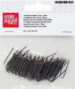 Packung mit 100 Strohblumenadeln, 25 mm lang. Die Nadeln sind schwarz und haben eine gebogene Form.