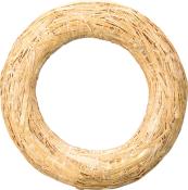Runder Kranz aus Naturmaterialien. Helle, strohähnliche Struktur.