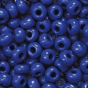 Bunte, runde Perlen in kräftigem Blau. Glänzende Oberfläche, mittleres Loch in der Mitte.