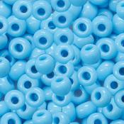 Bunte, runde Perlen in hellblau. Glänzende Oberfläche, verschiedene Größen.