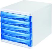 HELIT Schubladenbox mit 5 Fächern blau/transparent
