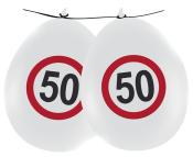 Ballons - 50. Geburtstag, 8 Stück, weiß 