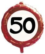 Heliumballon 50. Geburtstag rot/weiß