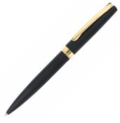 schwarzer Kugelschreiber mit goldenen Akzenten. Schlichtes Design, keine auffälligen Muster.