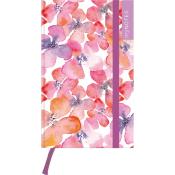 Notizbuch mit floralem Design in Rosa- und Lilatönen. Der Titel 'my NOTES' ist auf dem Cover.