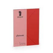 Rotes Kuvert mit pinkem Abschnitt. Aufgedrucktes Logo und Schriftzug 'Coloretti'.