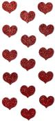 RÖSSLER Sticker Herzen glitzernd 15 Stück rot