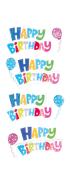 RÖSSLER Sticker Glitter Happy Birthday 4 Stück bunt