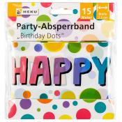 HEKU Party-Absperrband Birthday Dots 15 m x 7,5 cm bunt