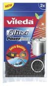 Paket mit zwei Edelstahl-Schwämmen von Vileda. Auf der Verpackung sind Hinweise zur Hygiene und Qualität.