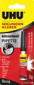 UHU Sekundenkleber in einer roten Verpackung. Enthält eine Pipette für präzises Auftragen.
