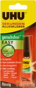 UHU Sekundenkleber in einer kleinen Verpackung. Geruchsfrei und für verschiedene Materialien geeignet.