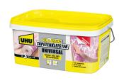 Gelbe Verpackung mit weißem Deckel. Enthält Tapetenkleister für verschiedene Tapetenarten.