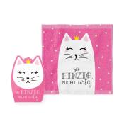 LAVIDA Magisches Handtuch Katze Sei einzig, nicht artig 30 x 30 cm rosa