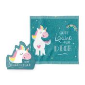 LAVIDA Magisches Handtuch Einhorn Gute Laune für dich 30 x 30 cm bunt