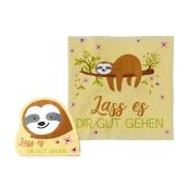 LAVIDA Magisches Handtuch Faultier Lass es dir gut gehen 30 x 30 cm bunt