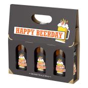 Männergeschenk Happy Beerday 3 Flaschen Bier à 0,33 l