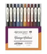 Set mit 10 Stiften in Vintage-Farben. Farben: Braun, Blau, Orange, Rot, Grün. Stiftgröße: 0,7 mm. Verpackung in transparentem Kunststoff.