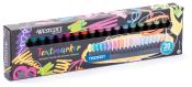 Set mit 20 Textmarkern in verschiedenen Farben. Verpackung mit buntem Design.