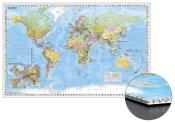 Stiefel Wandkarte Großformat Weltkarte mit Ausschnitt Zentraleuropa zum Pinnen auf Wabenplatte