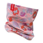 Halswärmer in rosa mit bunten Schmetterlingen und Kreisen. Weiches Material, vielseitig einsetzbar.
