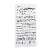 Holzschild Badezimmer-Regeln 30 x 60 x 0,9 cm weiß