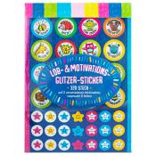 Lob- und Motivations Glitzer Sticker bunt