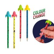 TRENDHAUS Bleistift und Radierer Space Adventure mit Farbwechseleffekt 1 Stück 4-fach sortiert