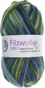 Garnknäuel in verschiedenen Grüntönen und Blau. Geeignet zum Filzen in der Waschmaschine.