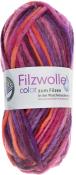 Wollknäuel in lila, pink und orange Farben. Geeignet zum Filzen in der Waschmaschine.
