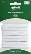 Weißes elastisches Band auf einer grünen Verpackung. Breite 5 mm, Länge 5 m.