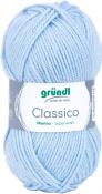 Heller blauer Wollknäuel von der Marke gründl. Material ist Merino und superwash.