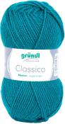 Tealfarbener Wollknäuel von gründl. Merino Wolle, superwash.