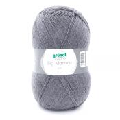 Garnknäuel in grau. Beschriftung mit 'gründl Big Mamma uni'.