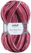 Garnknäuel in verschiedenen Rosa- und Rottönen mit weißen Streifen. Beschriftung mit Marke und Produktname Big Mamma print.