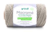 Garnrolle für Macramé in hellgrauer Farbe. Material aus recycelten Stoffen, 3 mm dick und 95 m lang.