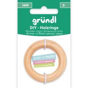 Zwei Holzringe mit einem Durchmesser von 50 mm. Geeignet für Macramee-Projekte.