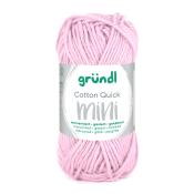 Rosa Baumwollgarn in einem kleinen Knäuel. Die Verpackung zeigt den Namen 'Cotton Quick mini'.