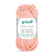 Wolle in hellorange mit einem glänzenden Finish. Verpackt in einem runden Etikett mit der Aufschrift 'Cotton Quick mini'.