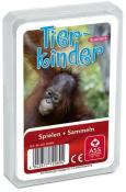 Spielkarten mit dem Titel 'Tierkinder'. Abbildung eines Orang-Utans auf der Vorderseite.