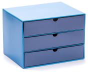 Schubladenbox aus Karton mit 3 Laden blau