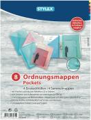Set von acht Ordnungsmapen in verschiedenen Farben. Enthält Sammelmapen und Einsteckhüllen für DIN A4 Unterlagen.
