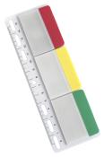 INFO Haftnotizen auf Lineal - Index, 50x38 mm, 3x 10 Blatt, rot/gelb/grün 